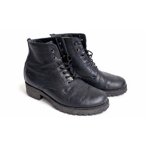Havana Joe Black Leather Lace-Up Boots Size US 8 / EU 39